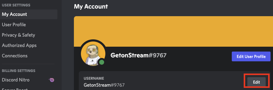Edit Username on Discord