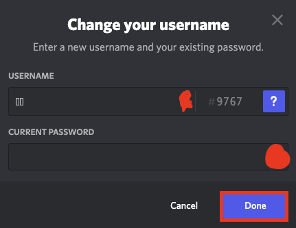 Change your username screen on discord